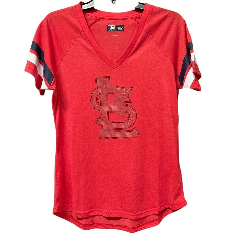 NWT Genuine Merchandise St Louis Cardinals Womens V-neck T-shirt - sz Med